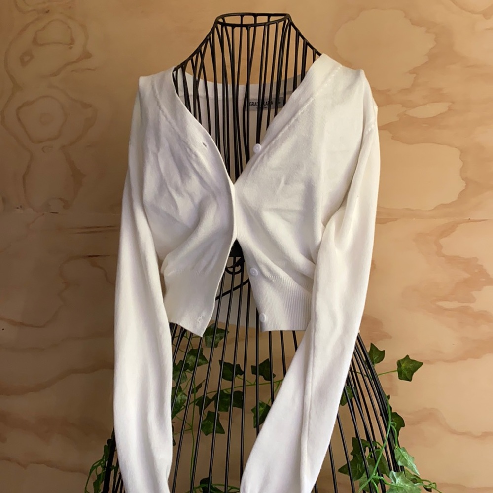 White Cardigan and White Buttons Cropped